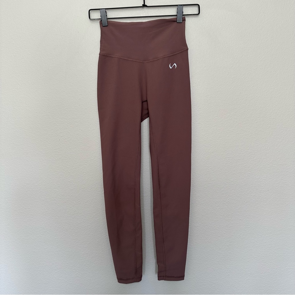 TLF women’s mauve ribbed no front seam high rise workout leggings size s smalll